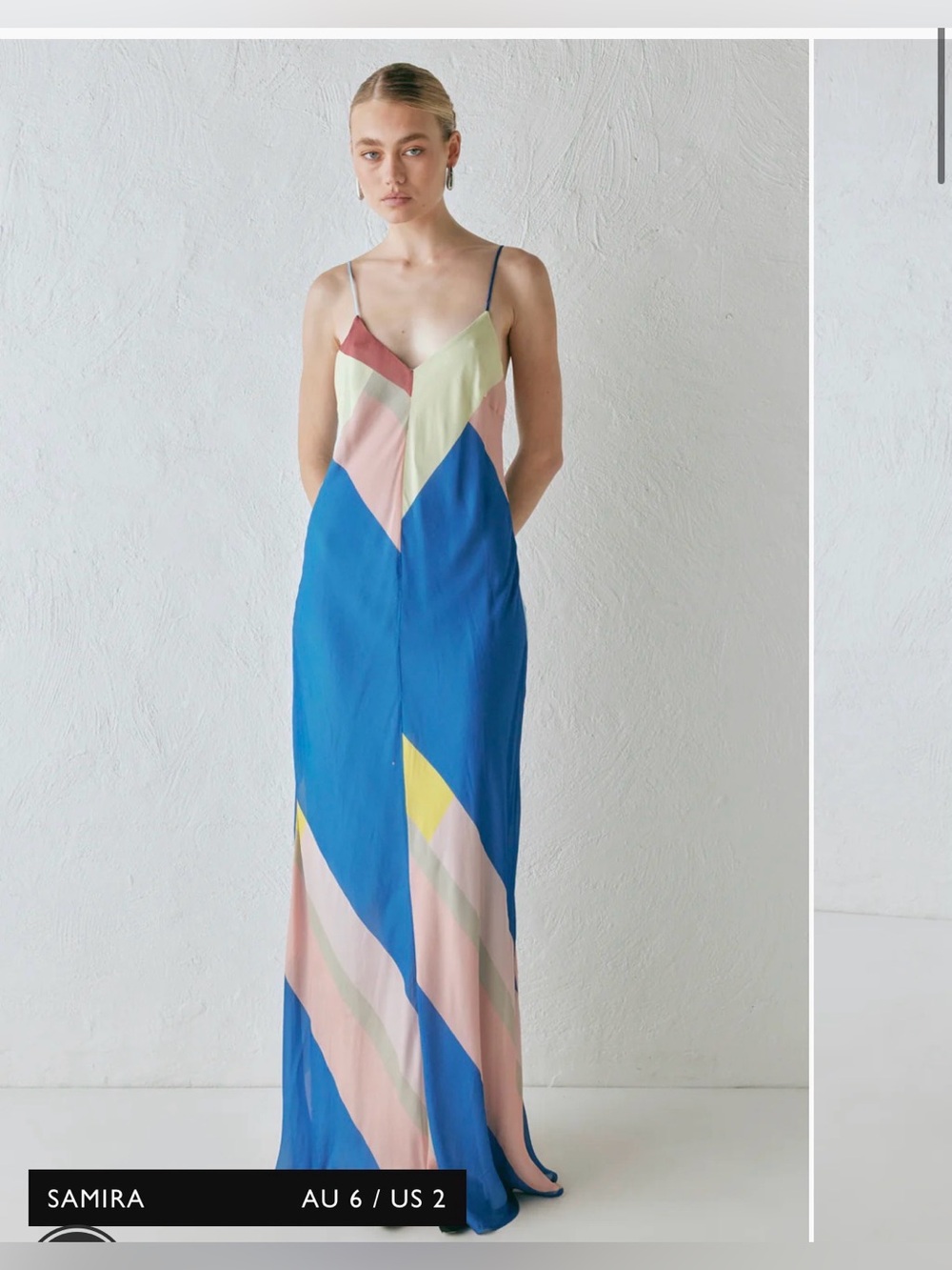 *NWT* VRG GRL Blue Geometric Slip Maxi Dress, size 10
